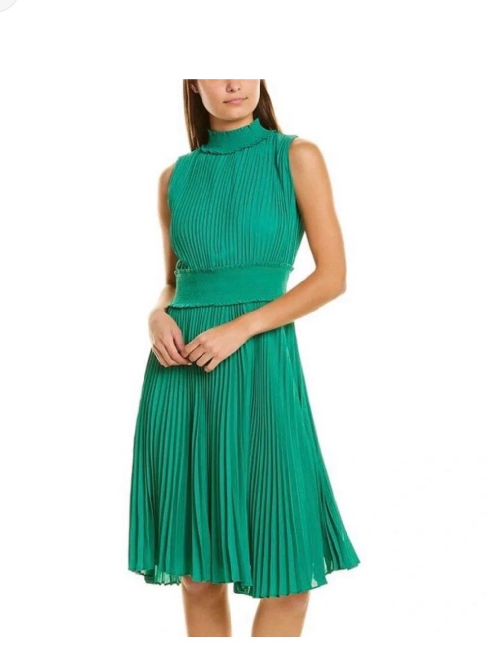 Nanette Lepore Sleeveless Pleated Green Midi Dress NWOT